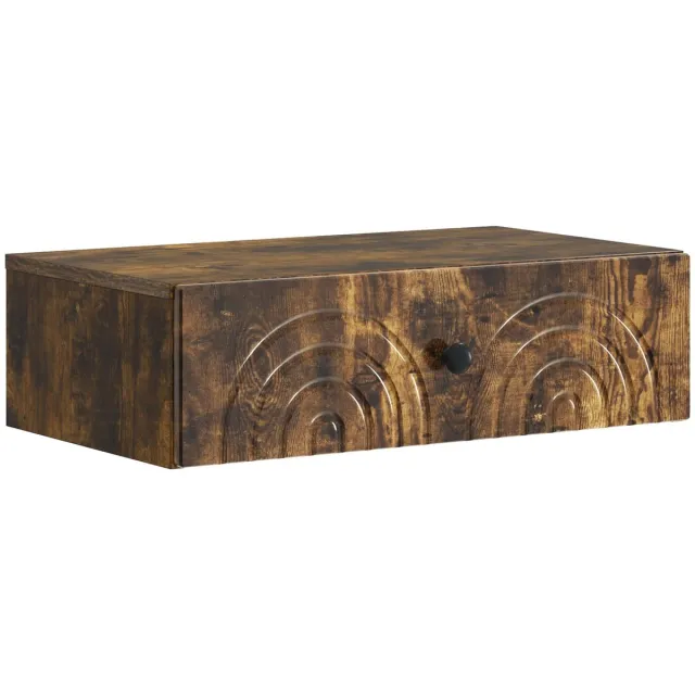 vidaXL Wandgemonteerde - Zijtafel - 59 - x - 34,5 - x - 17 - cm - Bewerkt - hout Gerookt eiken