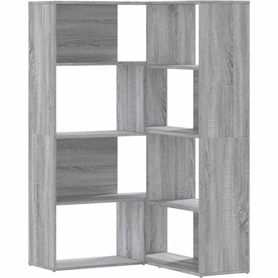 vidaXL Boekenkast 4-laags hoek 85x85x140 cm bewerkt hout grijs sonoma, foto 3
