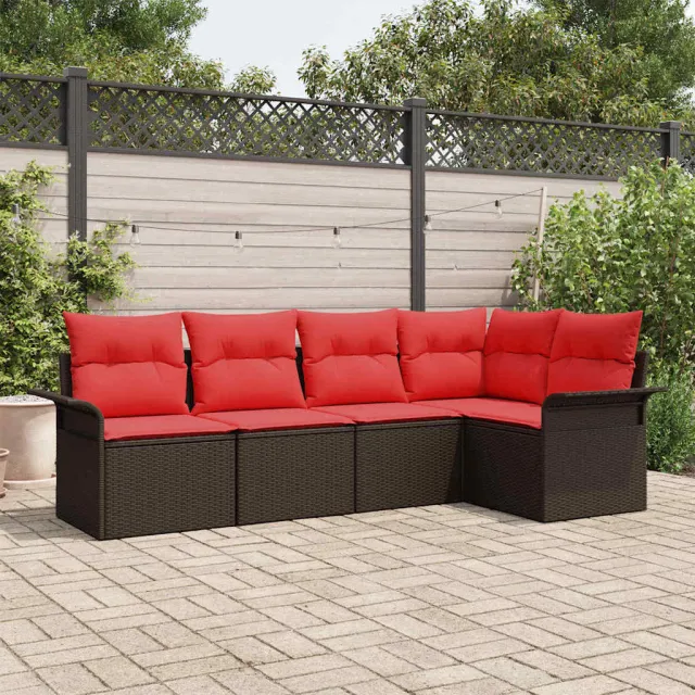 vidaXL Tuin Sofa Set 5 st Bruin poly rattan, foto 2