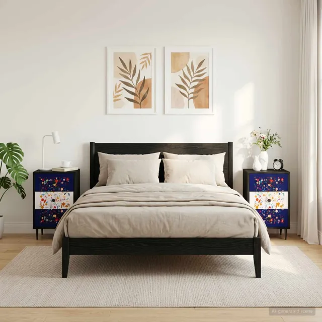 vidaXL Nachtkastje MAINZ 2 st Zwart eiken 36 x 33 x 61 cm Bewerkt hout, foto 2