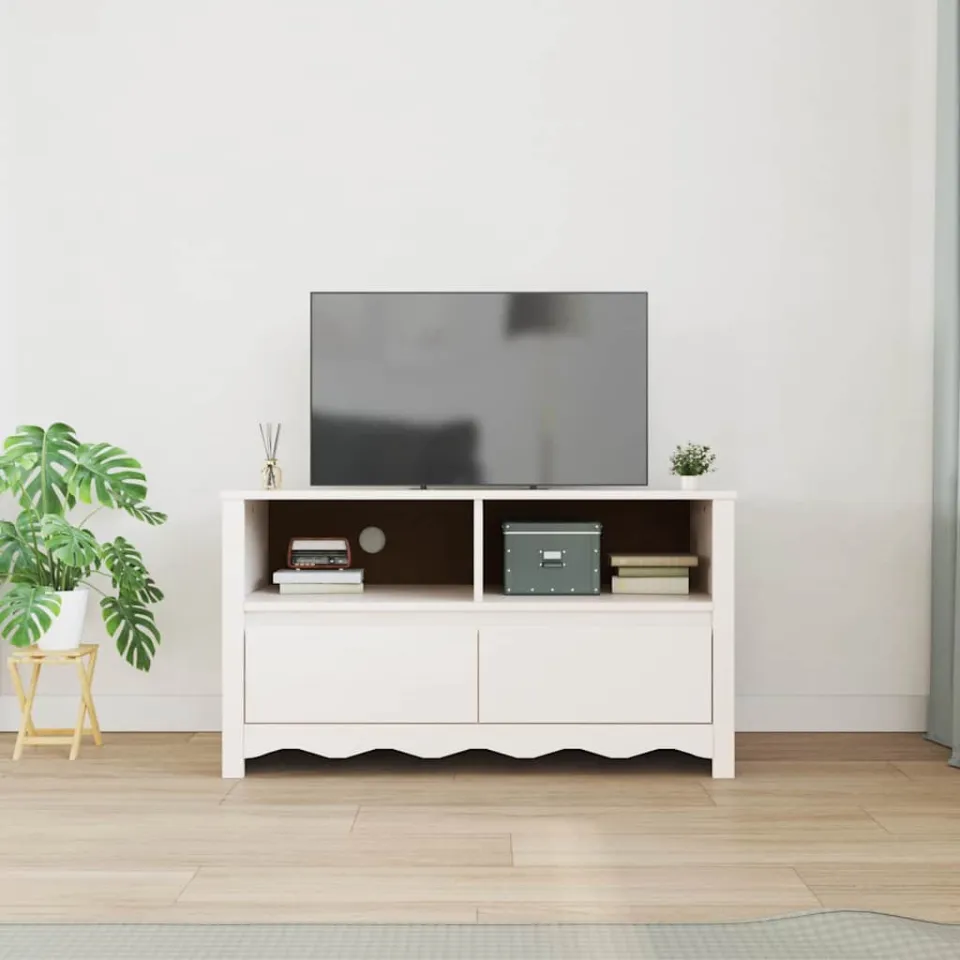 vidaXL TV-kast Drammen 99 x 43 x 55 cm Wit Massief grenenhout, foto 4