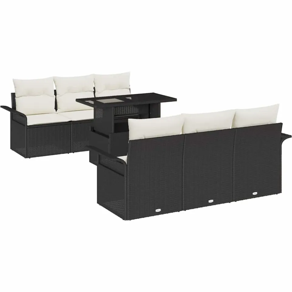 vidaXL Tuin Sofa Set 7 st Zwart poly rattan