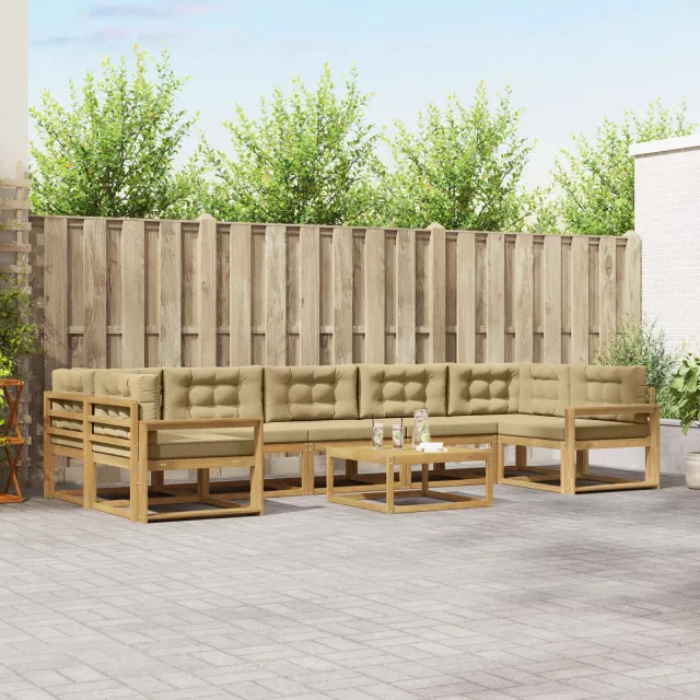 vidaXL Buiten bankenset 6 st 7-zits Wit en Beige