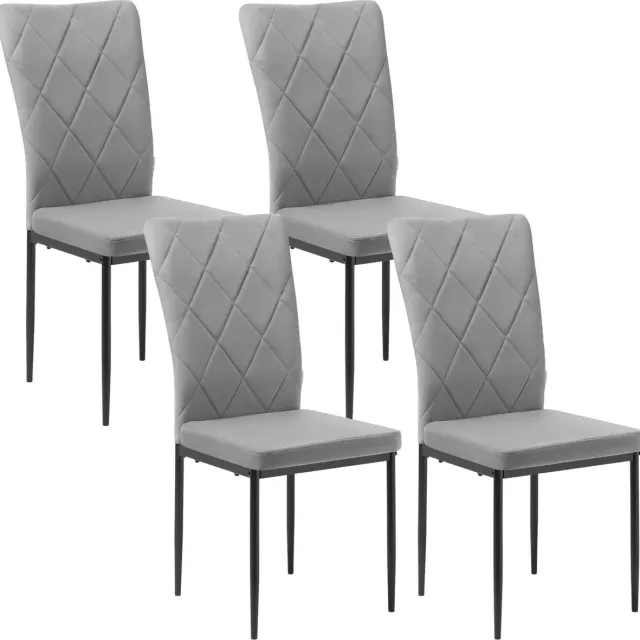 BukkitBow Set Eetkamerstoelen Velvet/Fluweel - Met Hoge Rugleuning en Metalen Poten - Set van 4 Stuks - Zithoogte 46CM - Donker Grijs