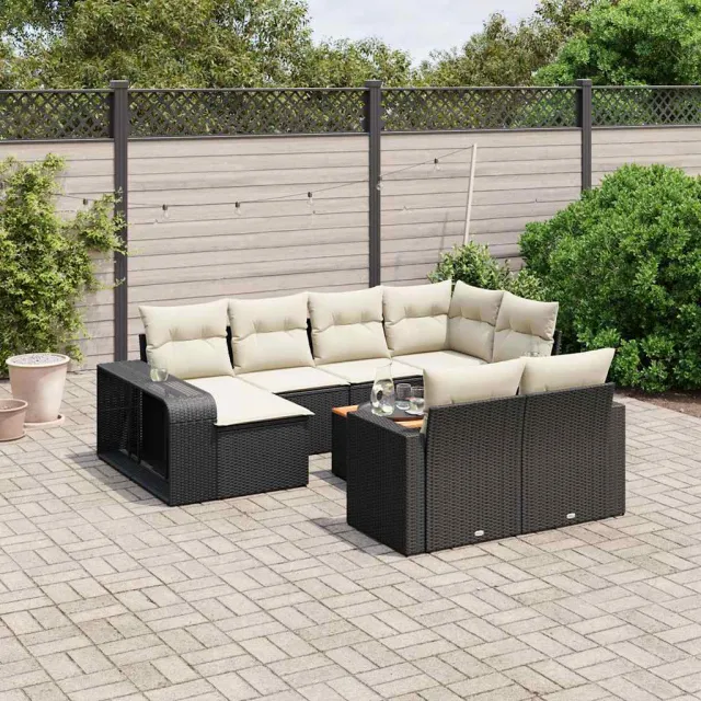 vidaXL 11-delige Loungeset met kussens poly rattan zwart, foto 2