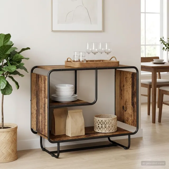 vidaXL Dressoir Oud hout 80 x 37.5 x 64.5 cm Bewerkt hout Bruin
