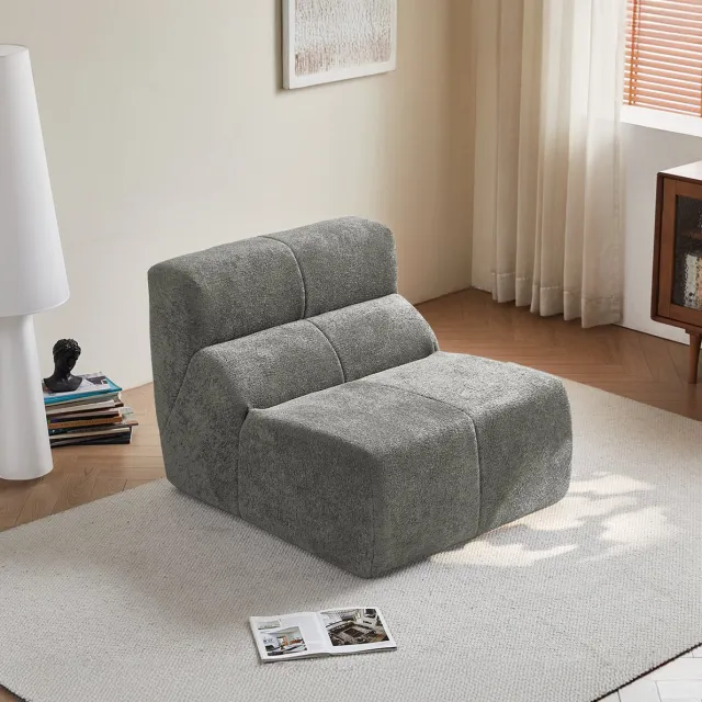 MIVRAY Fauteuil 109 x 93 cm - Ergonomische Eenpersoons Stoel Zonder Armleuningen - Voor Woonkamer En Kantoor - Velvet Lichtgrijs
