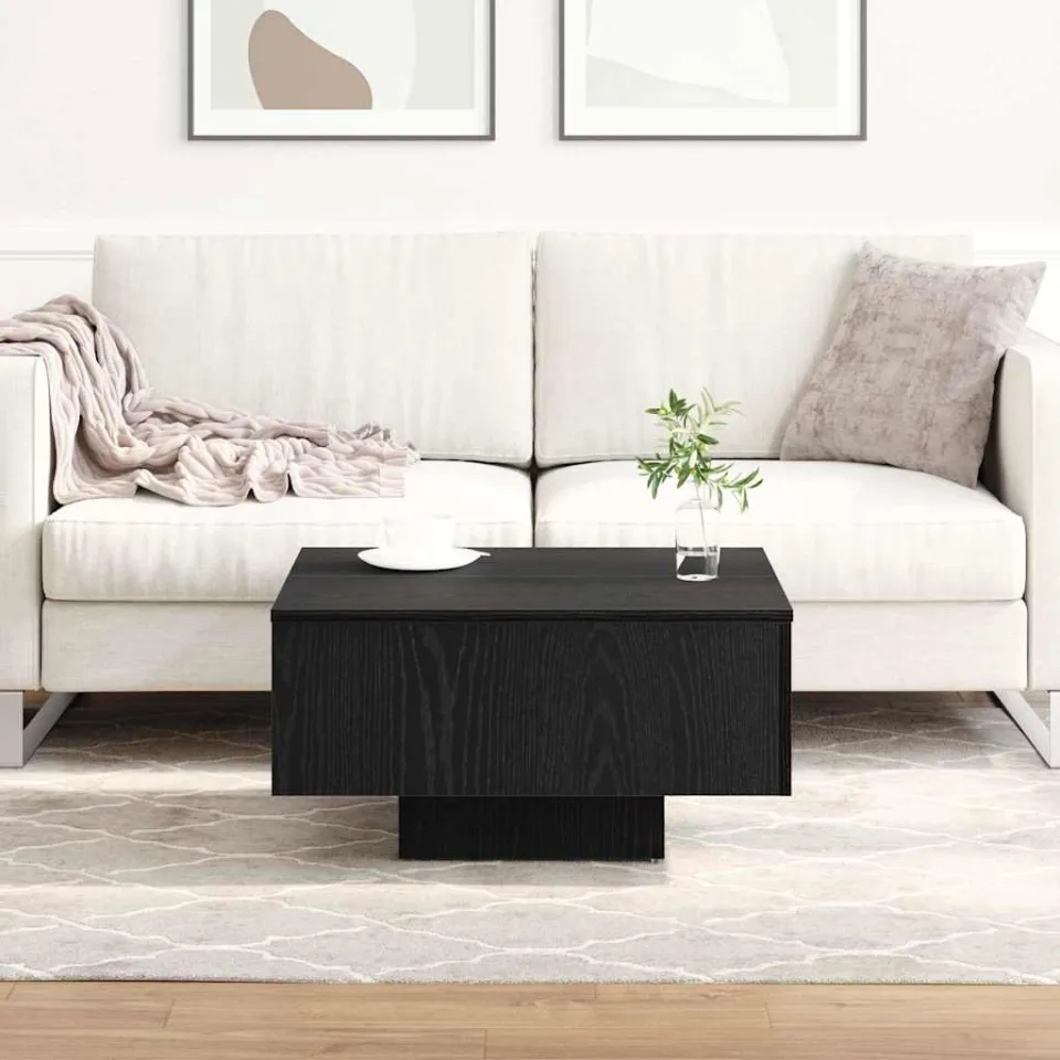 vidaXL Salontafel Zwart Eiken 60 x 60 x 31,5 cm Bewerkt hout, foto 3