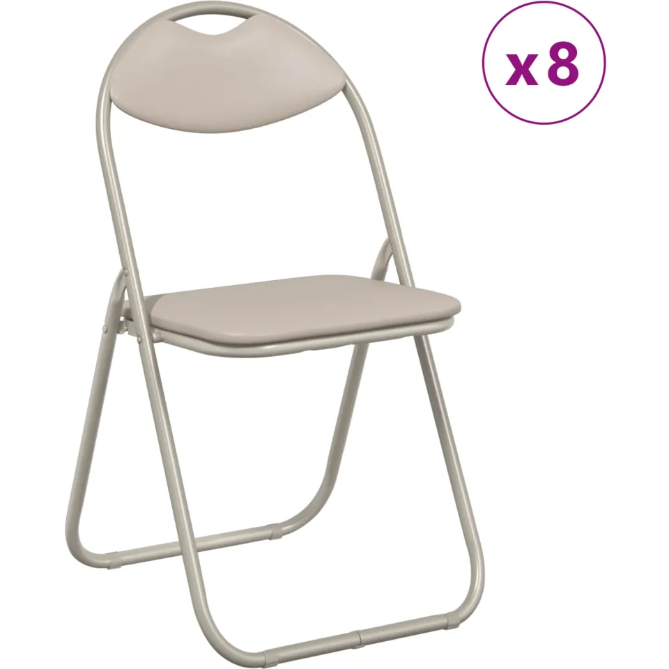 vidaXL Inklapbare stoel 8 st Nep Leer Zand 48 x 43,5 x 81 cm, foto 3