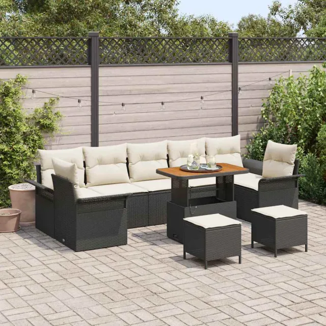 vidaXL Tuinbankenset 10 st Zwart poly rattan