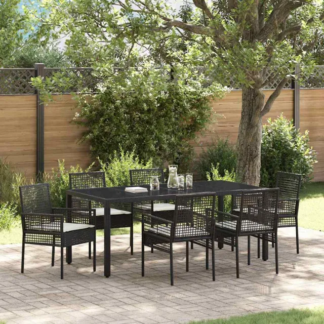 vidaXL Tuin eettafelset 7 st Bruin poly rattan, foto 2