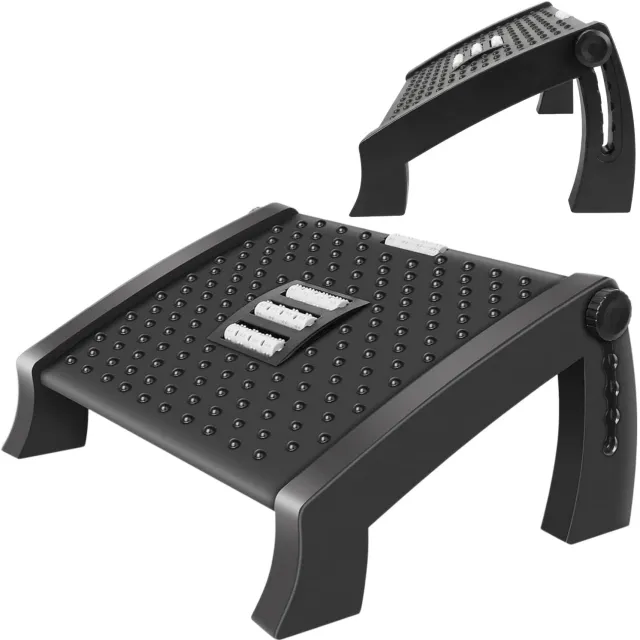 Warmara Voetensteun - Ergonomische voetbank - Massagevoetensteun - Hoogteverstelbaar - 120cm x 65cm x 12cm Zwart