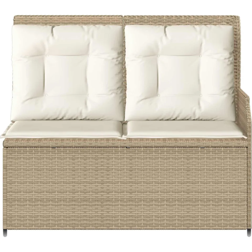 vidaXL Tuinbank 2-zits Beige en Crème Wit poly rattan, foto 3