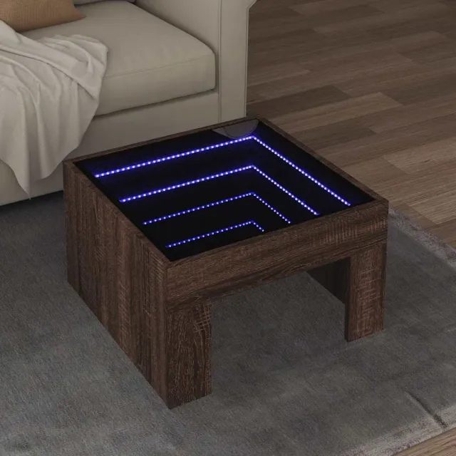 vidaXL Salontafel met Infinity LED 50x50x30 cm bruin eikenkleurig, foto 2