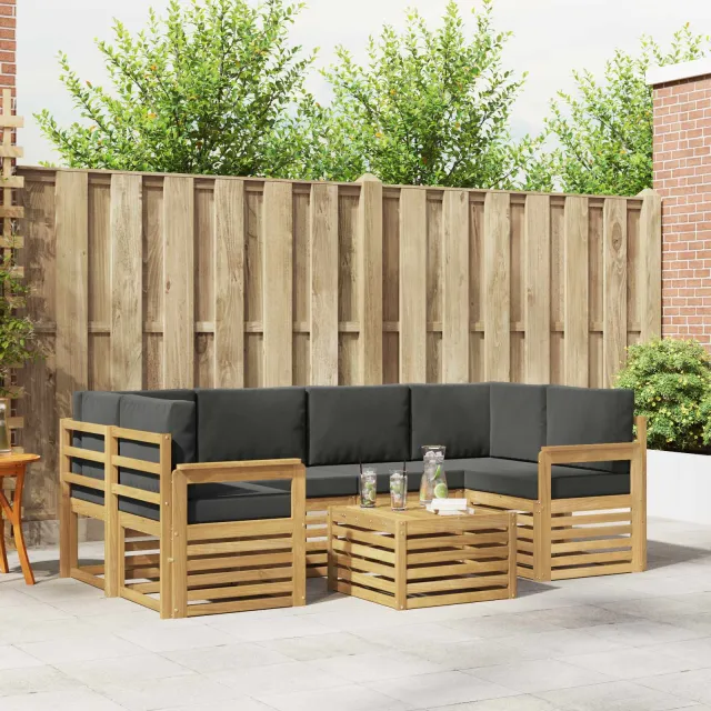 vidaXL Buiten bankenset 7 st 6-zits Wit en antracietkleurig Polyester