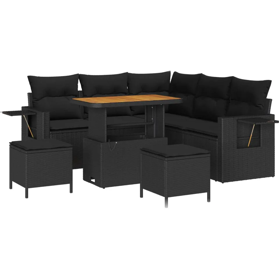 vidaXL Tuin Sofa Set 8 st Zwart poly rattan