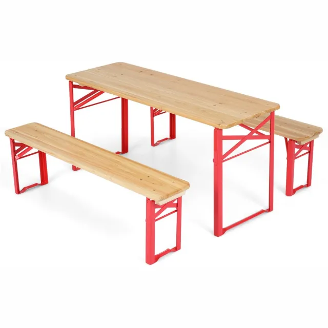 GranMaison Picknicktafel - Kinderen - Tuintafel - Multifunctionele Picknick tafel - Speeltafel - Geschikt voor Buiten - Douglashout Rood