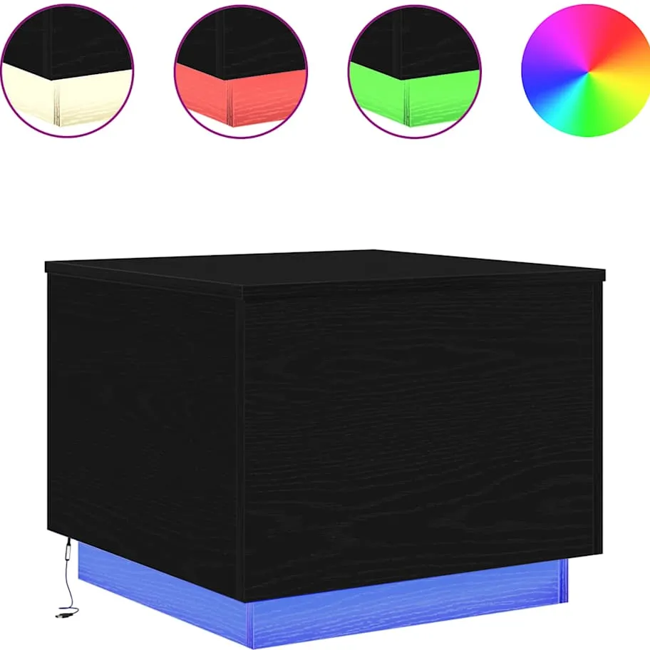 vidaXL Salontafel met LED-verlichting 50x50x40 cm zwart eikenkleurig, foto 4