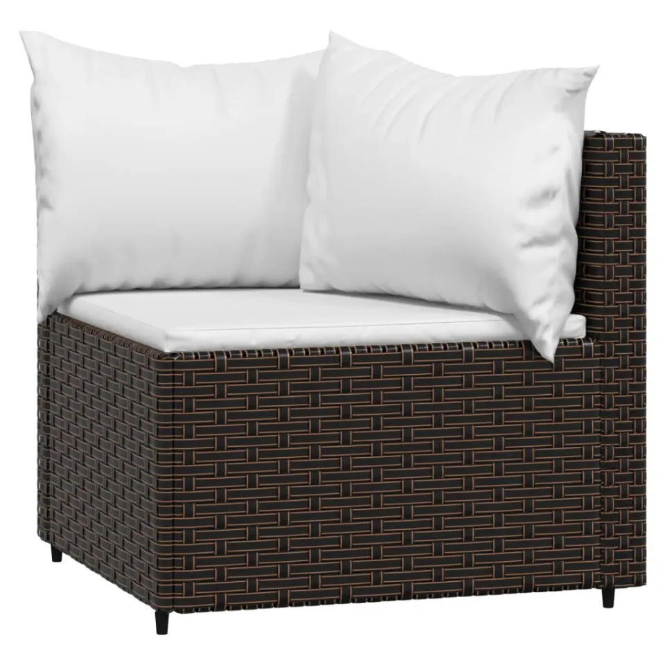 vidaXL 4-delige Loungeset met kussens poly rattan bruin, foto 4