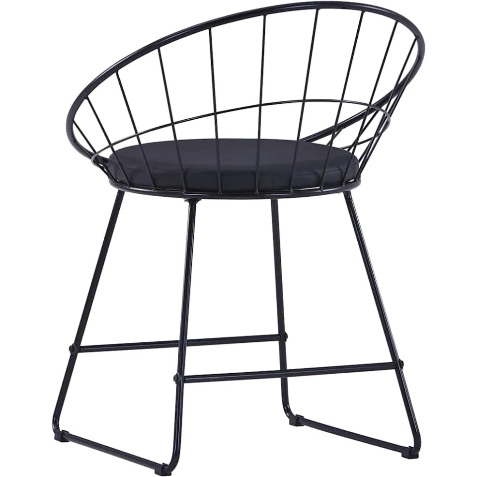 vidaXL Eetkamerstoelen met kunstleren zittingen 4 st staal zwart