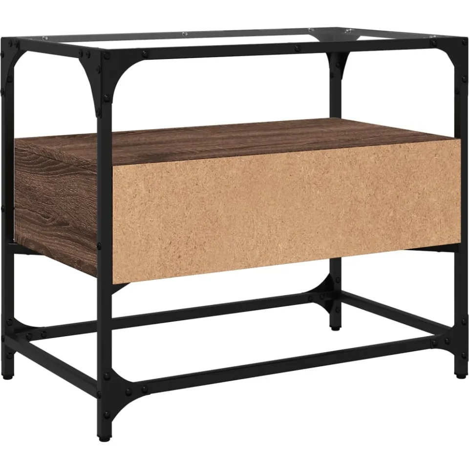 vidaXL Tv-meubel met glazen blad 60x35x51 cm hout bruin eikenkleurig, foto 4
