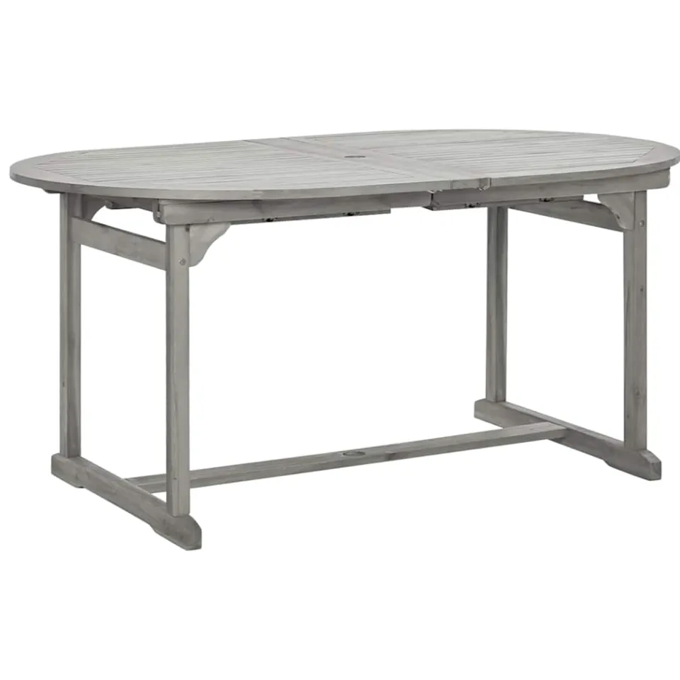 vidaXL Tuintafel (160-240)x100x75 cm massief acaciahout grijs, foto 3