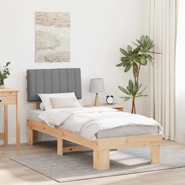 vidaXL Bedframe met Gevoerd Hoofdgedeelte Lichtgrijs 75 x 190 cm