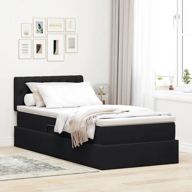 vidaXL Opslag bed met hoofdeinde Zwart 100 x 200 cm Fluweel