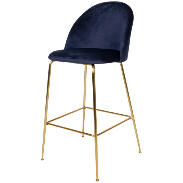 Artichok Aniek barkruk velvet blauw - gouden onderstel - 77 cm