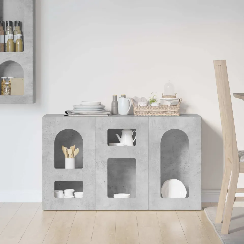 vidaXL Dressoir ELST Beton Grijs 100 x 35 x 59 cm Bewerkt hout, foto 3