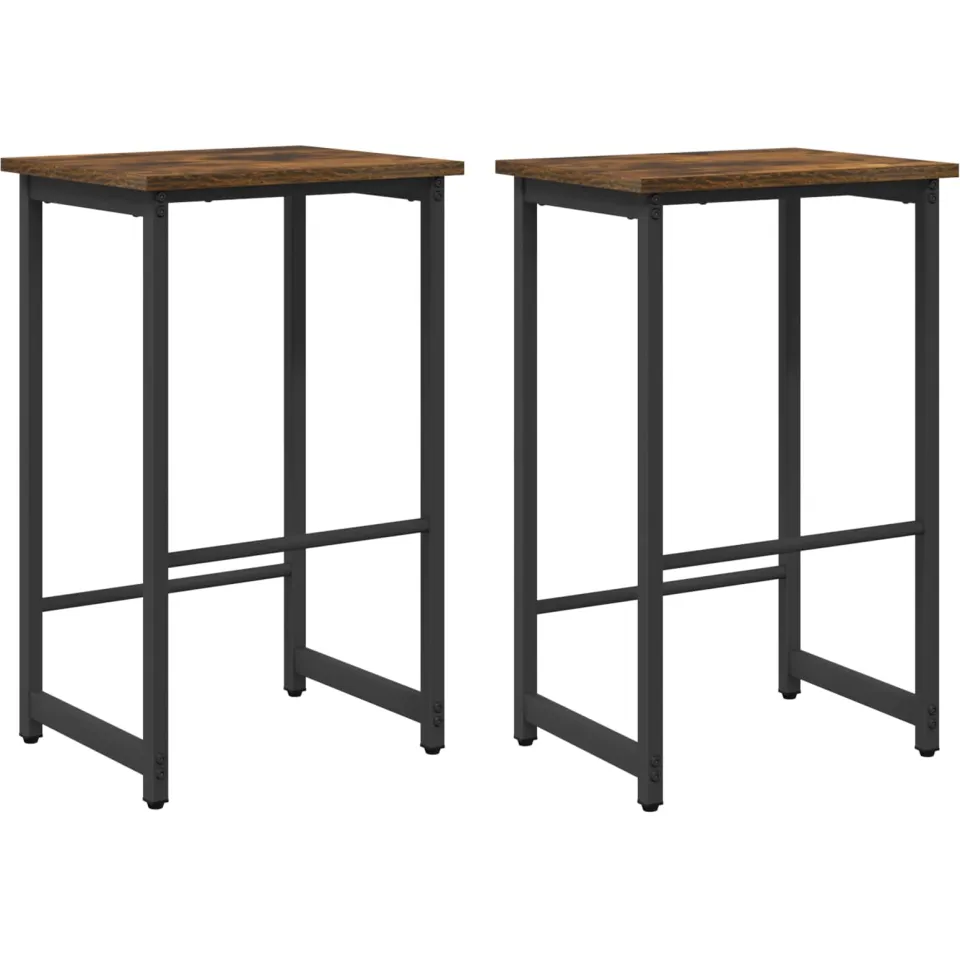 vidaXL Barkruk 2 st Gerookt eiken 40 x 32 x 74 cm Bewerkt hout