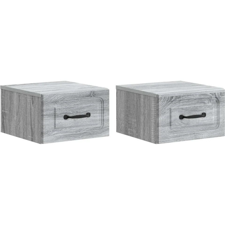vidaXL Wandbeugel Bedkast 2 st Grijs sonoma 34,5 x 33 x 20 cm, foto 3