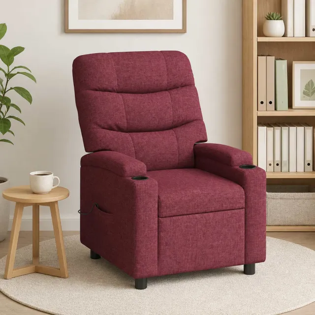 vidaXL Massage-relaxstoel Wijnrood 75 x 93 x 102 cm Stof, foto 2