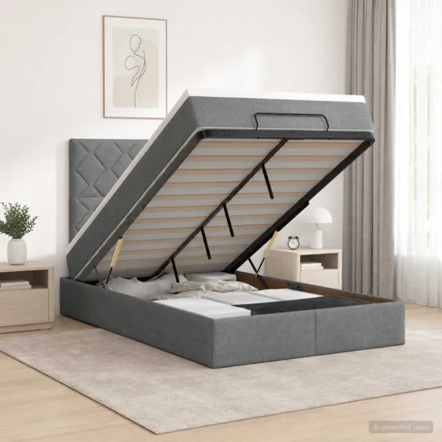 vidaXL Ottoman bed met matras Donkergrijs 120 x 190 cm Stof