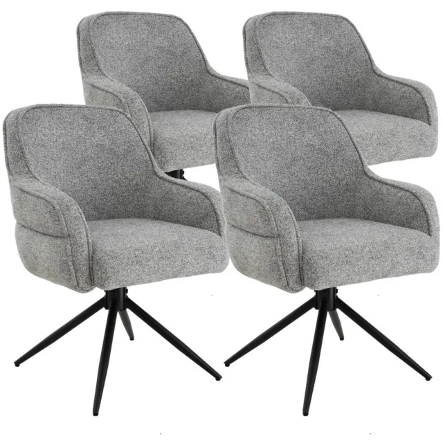 DS4U Loisa armstoel met terugdraaifunctie - Set van 4 - Grijs - Stof
