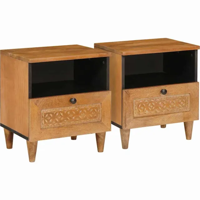 vidaXL Nachtkastje 2 st Licht Bruin 40 x 33 x 46 cm Bewerkt hout