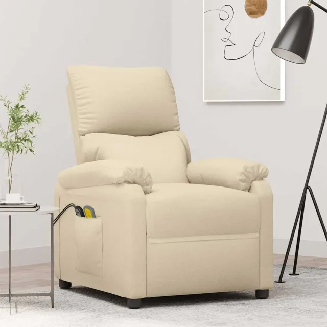 vidaXL Massagestoel elektrisch stof crèmekleurig, foto 2