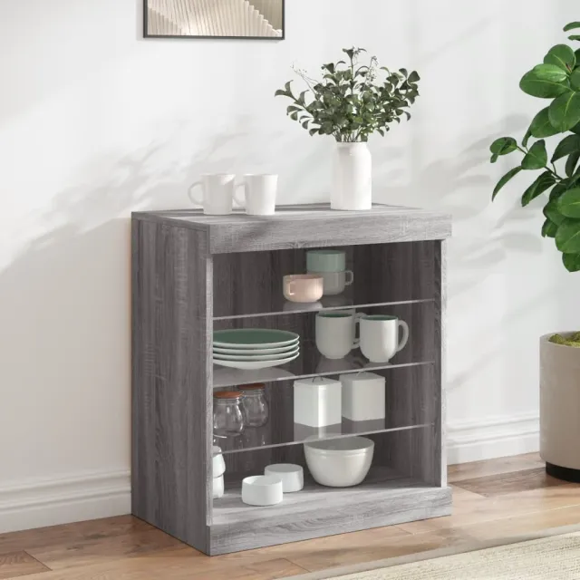 vidaXL Dressoir met LED-verlichting 60,5x37x67 cm grijs sonoma eiken