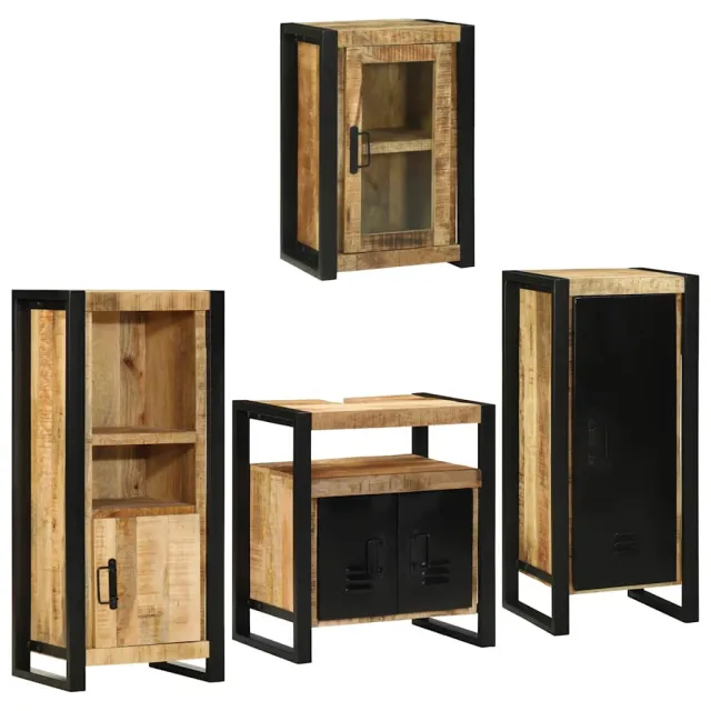 vidaXL Badkamermeubelset 4 st Bruin Massief Mango Hout