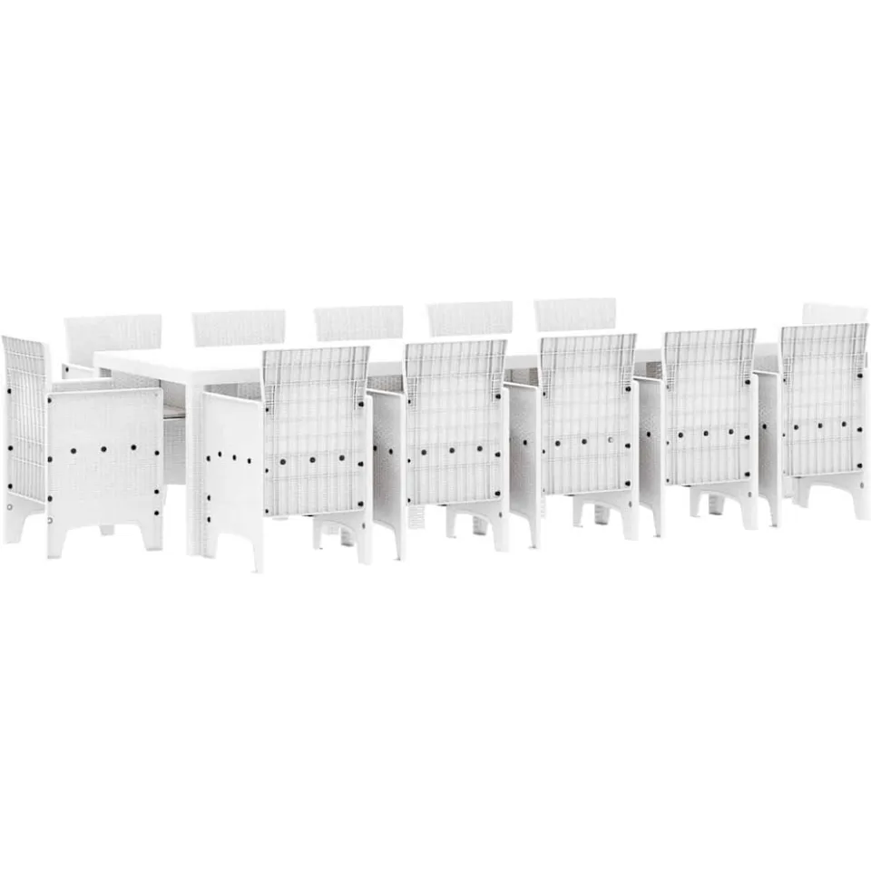vidaXL Tuin Eetset 13 st Wit en lichtgrijs Poly rattan en staal