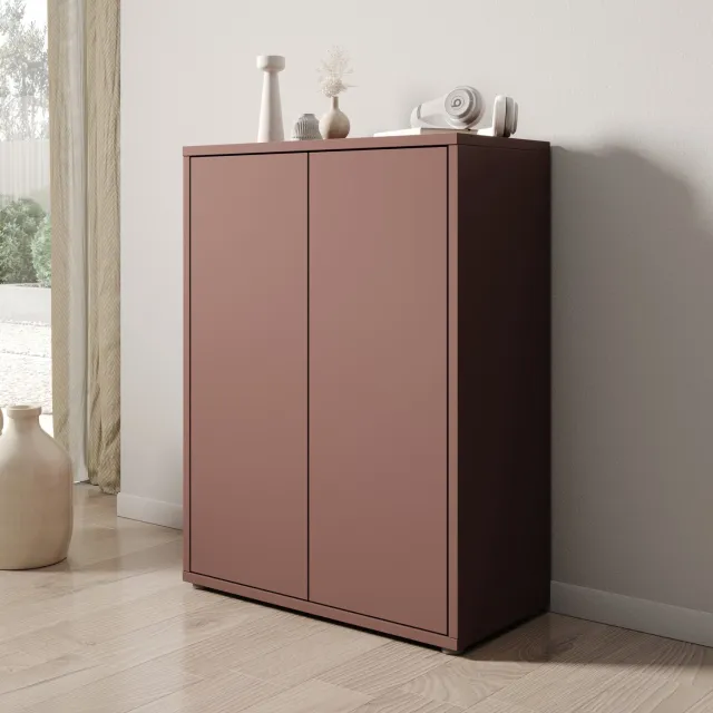 MEUBELLA Amber - Schoenenkast - Terracotta - 75x35x99 cm Rood