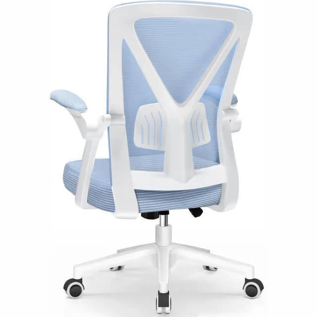 Fukstern bureaustoel-ergonomische bureaustoel voor volwassenen-Vergrendelbare rugleuning-Opklapbare armleuningen-Max. kanteling 125° – Blauw