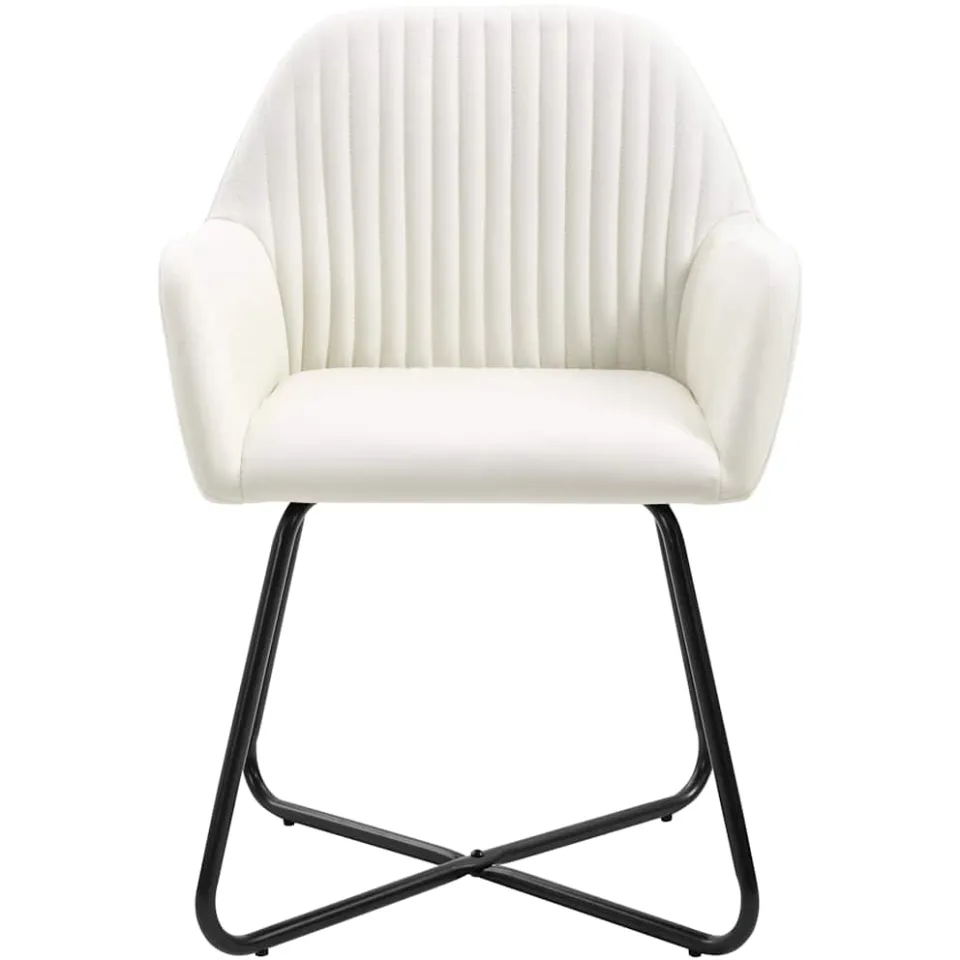 vidaXL Eetkamerstoelen 6 st stof crèmekleurig, foto 3