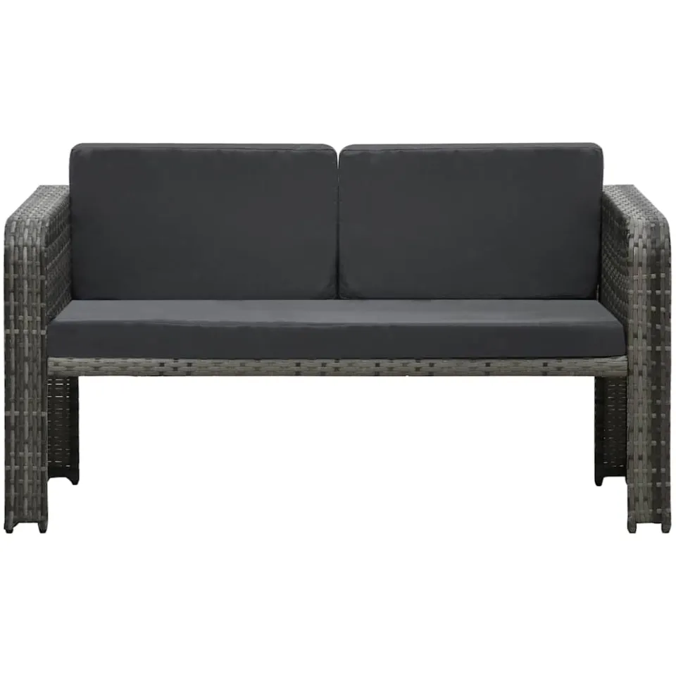 vidaXL 4-delige Loungeset met kussens poly rattan antraciet, foto 3