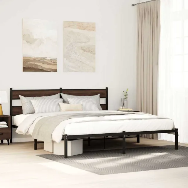 vidaXL Bedframe met hoofdbord zonder matras bruin eiken 193x203 cm