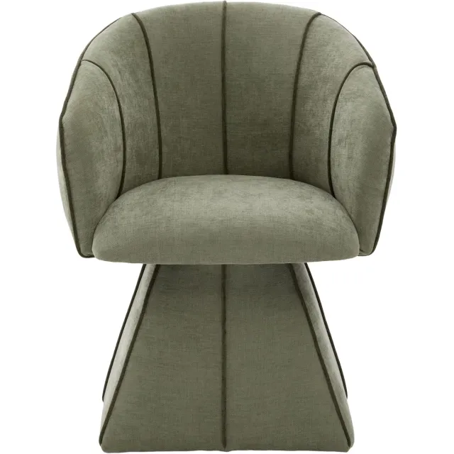 MUVANO Olijfgroene Chenille Draaistoel - Ergonomische Stoel Met Hoge Rugleuning - Leesstoel-Relaxstoel - 56x54x74,5cm- Draaibaar- Woonkamer Olijfgroen