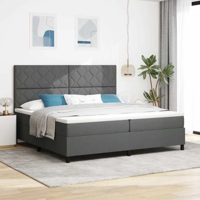 vidaXL Boxspringbed met hoofdeinde Donkergrijs 200 x 200 cm Stof