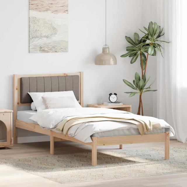 vidaXL Bedframe met Gevoerd Hoofdgedeelte Taupe 90 x 190 cm Bruin