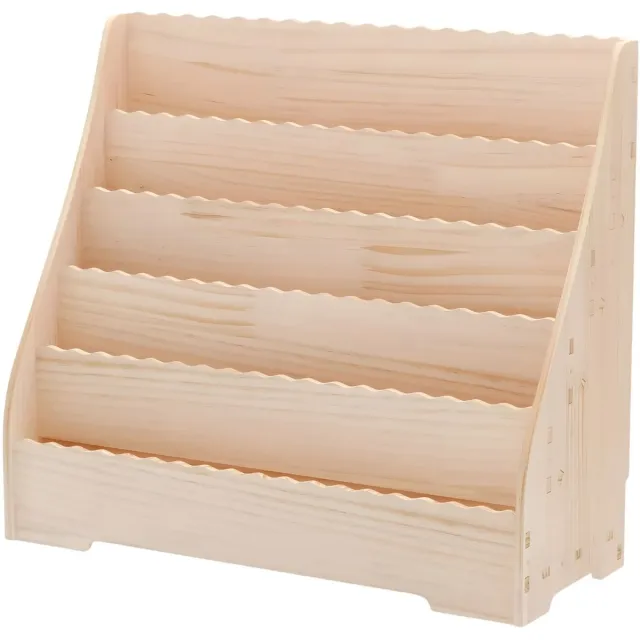 Happiq Kinderboekenkast - 5-Laags Houten Boekenkast met Opbergvakken en Display Planken - Hout Wood