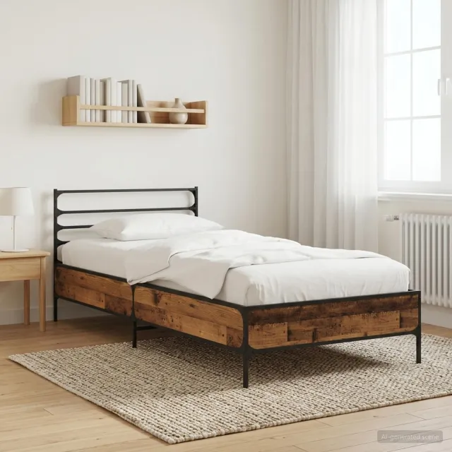 vidaXL Bedframe Oud hout 80 x 200 cm Bewerkt hout Bruin